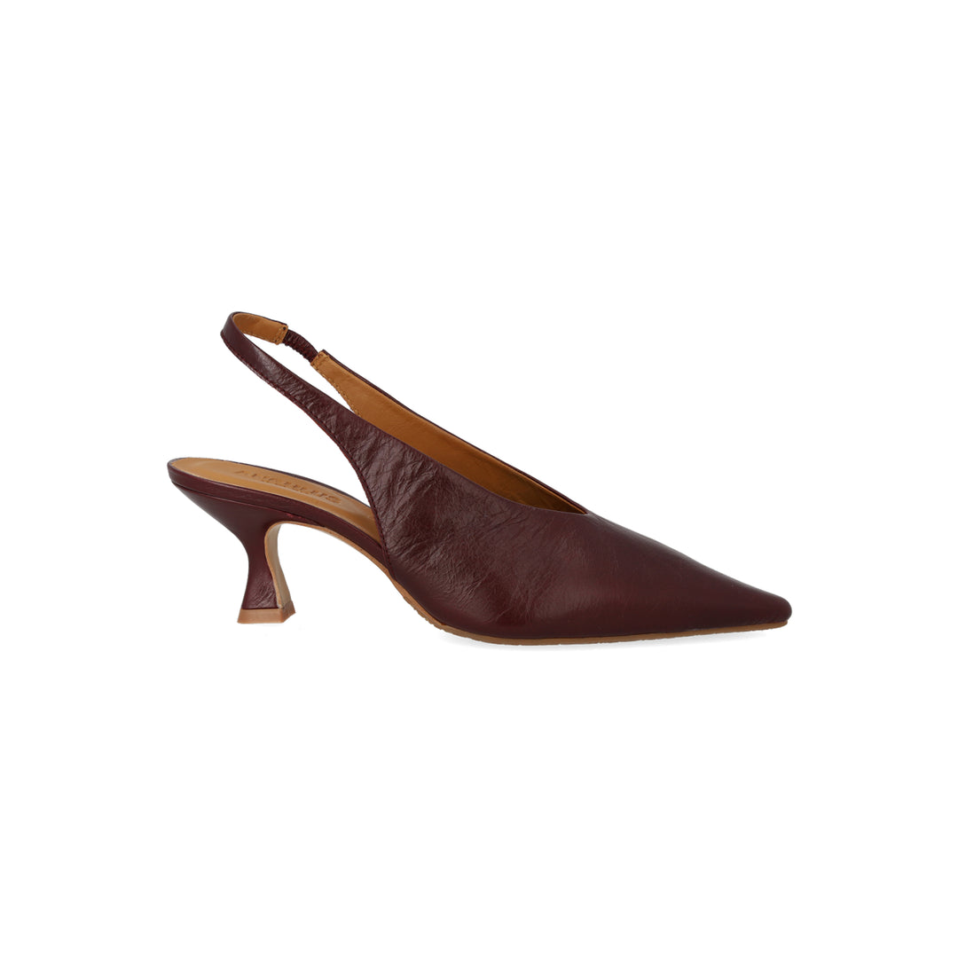 Sling-back heeled sandal, Berry