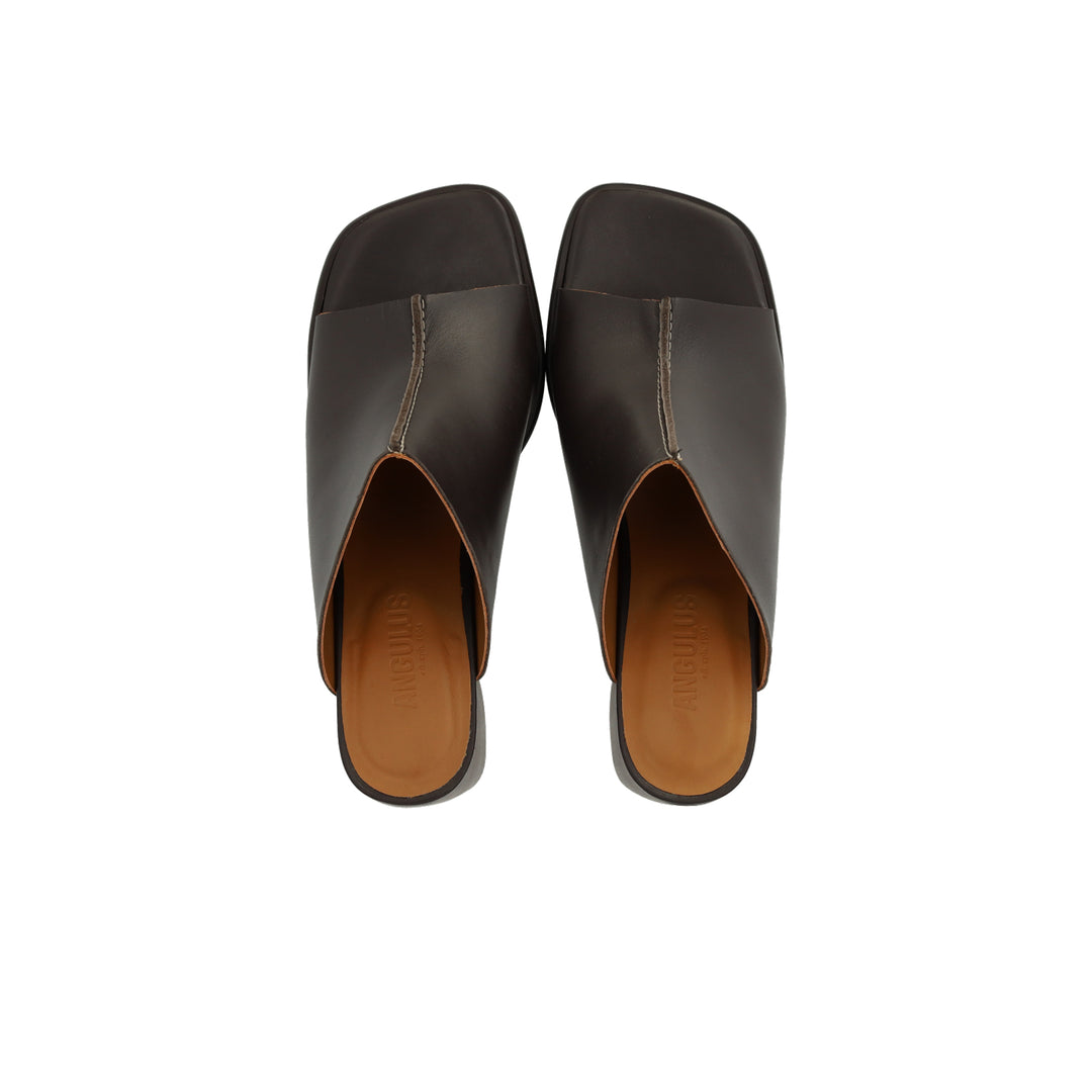 Mule with sculptural heel, Dark Brown