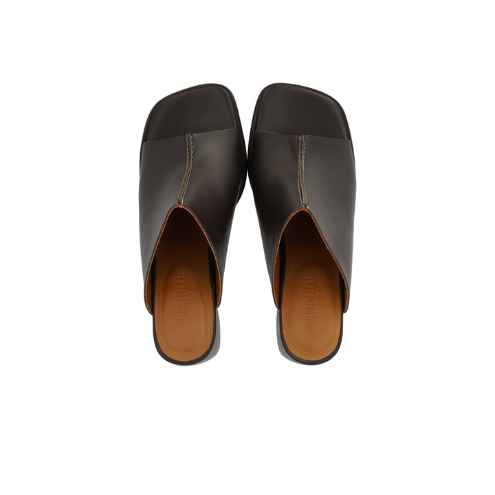 Mule with sculptural heel, Dark Brown