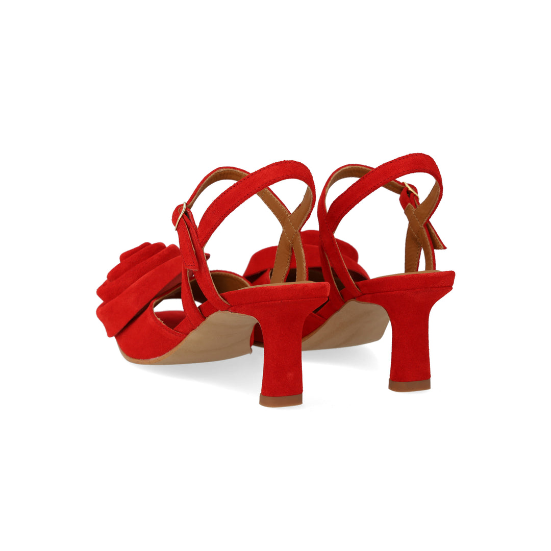 Rose Heeled Sandal, Red Coral