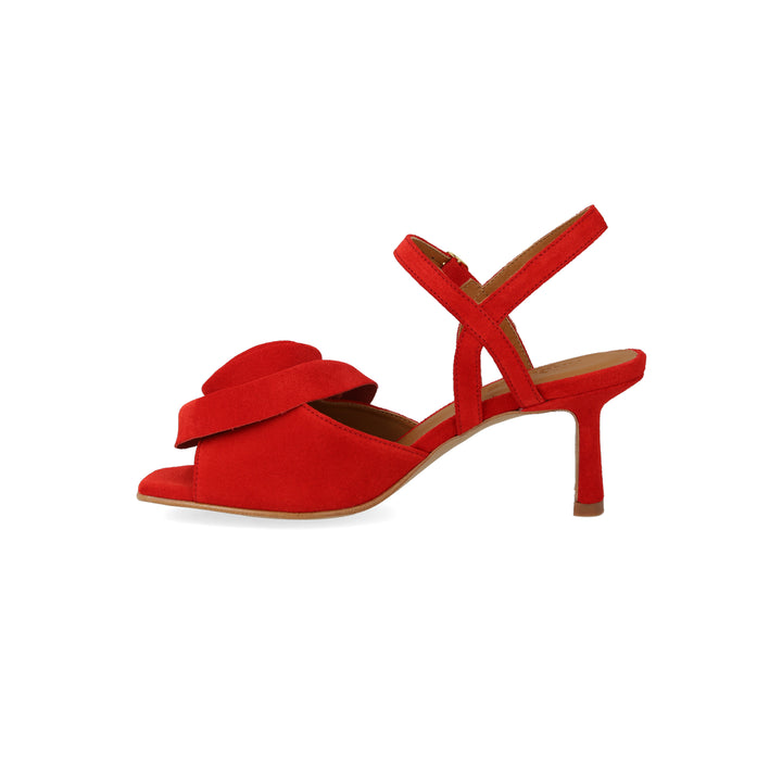 Rose Heeled Sandal, Red Coral
