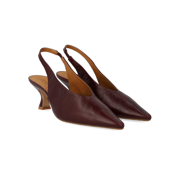 Sling-back heeled sandal, Berry