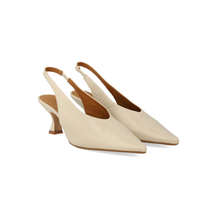 Sling-back heeled sandal, Buttermilk