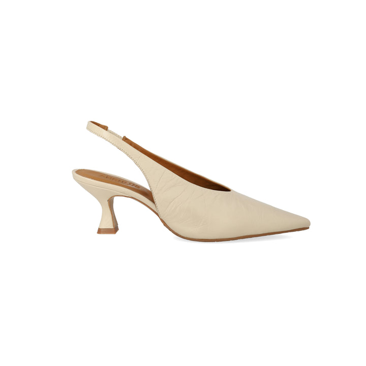 Sling-back heeled sandal, Buttermilk