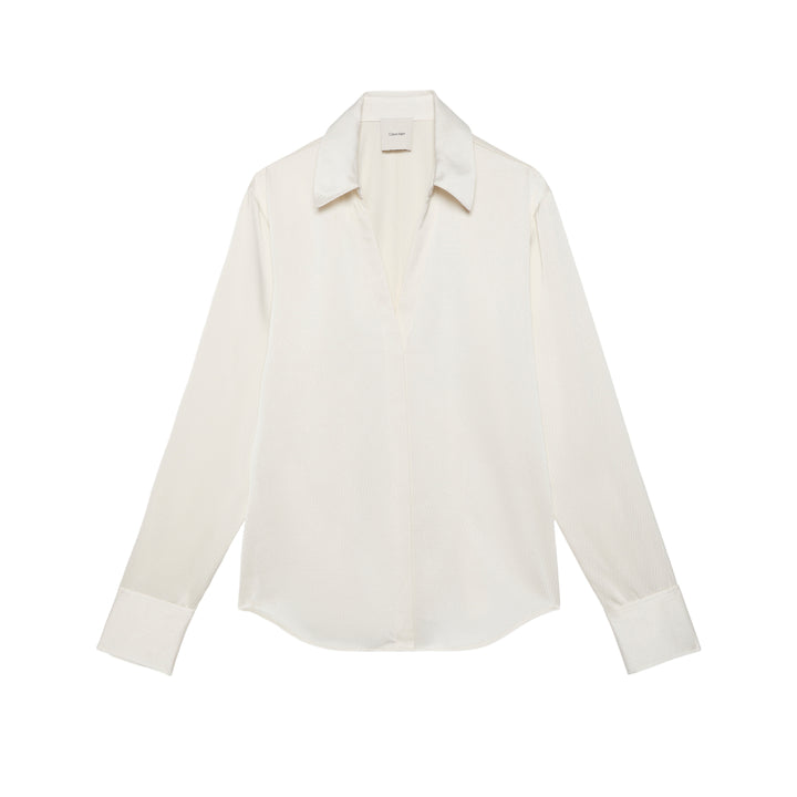 CK Fitted Hammered Satin Shirt, Tofu