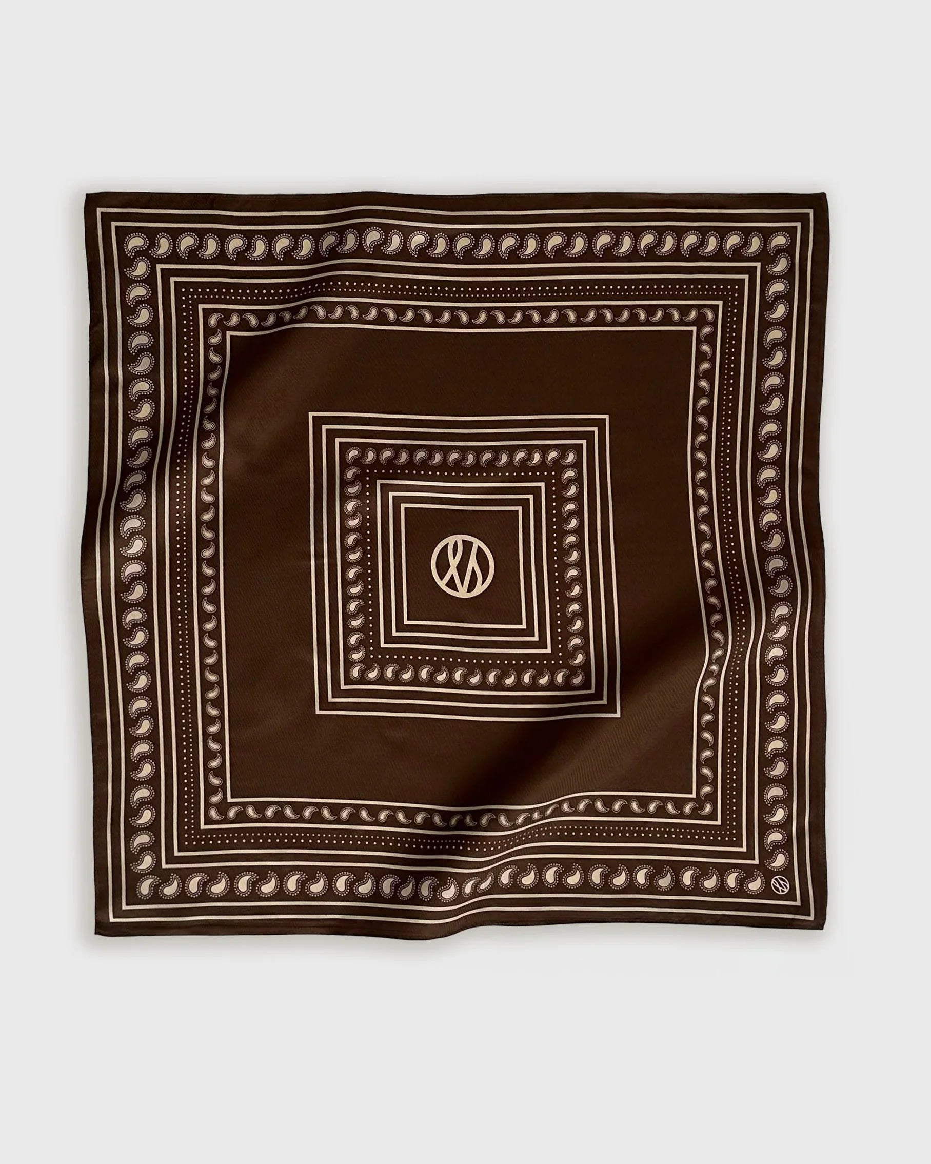 Paisley Scarf /Mocha Mousse & Cream / 50x50