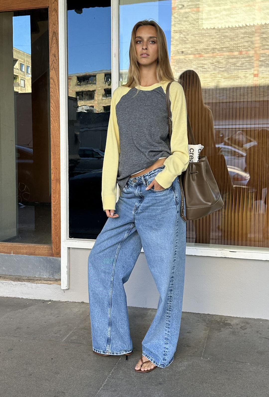 Polly Contrast Knit - Grey/Yellow