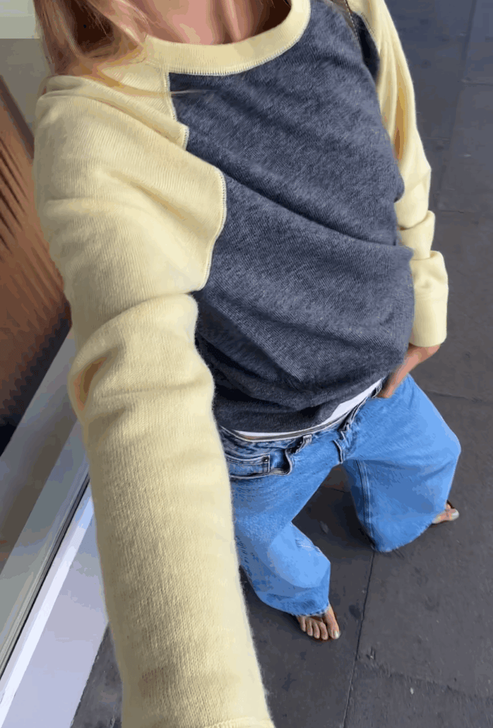 Polly Contrast Knit - Grey/Yellow