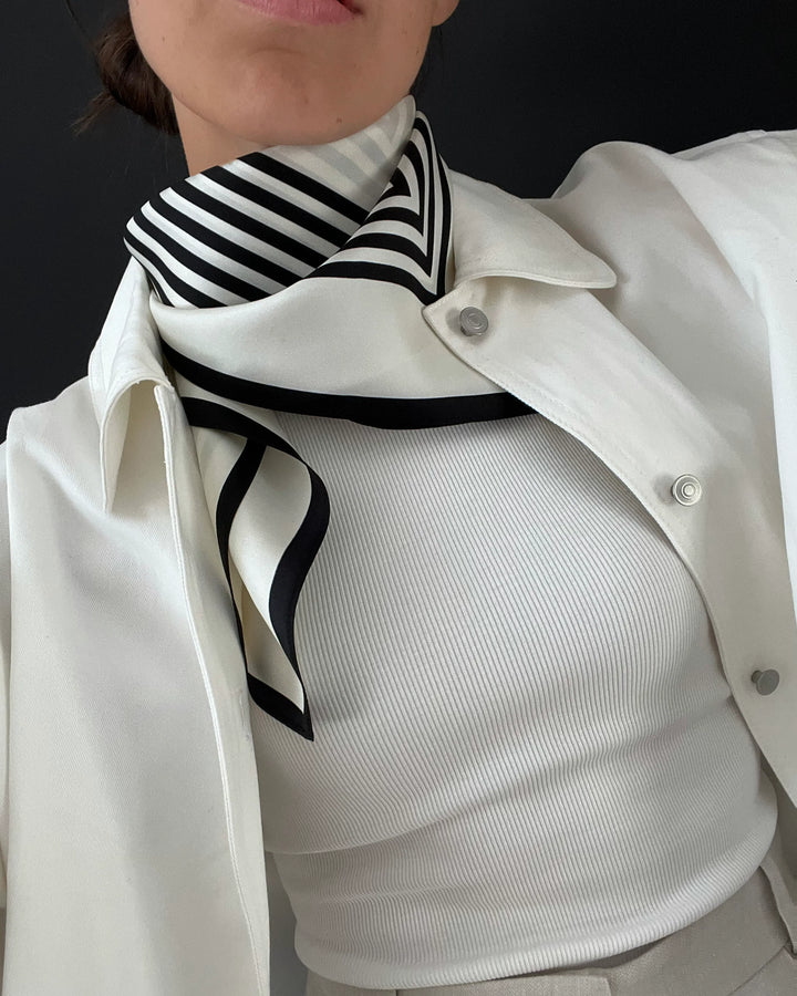 No. 1  Silk Scarf Cream &amp; Black