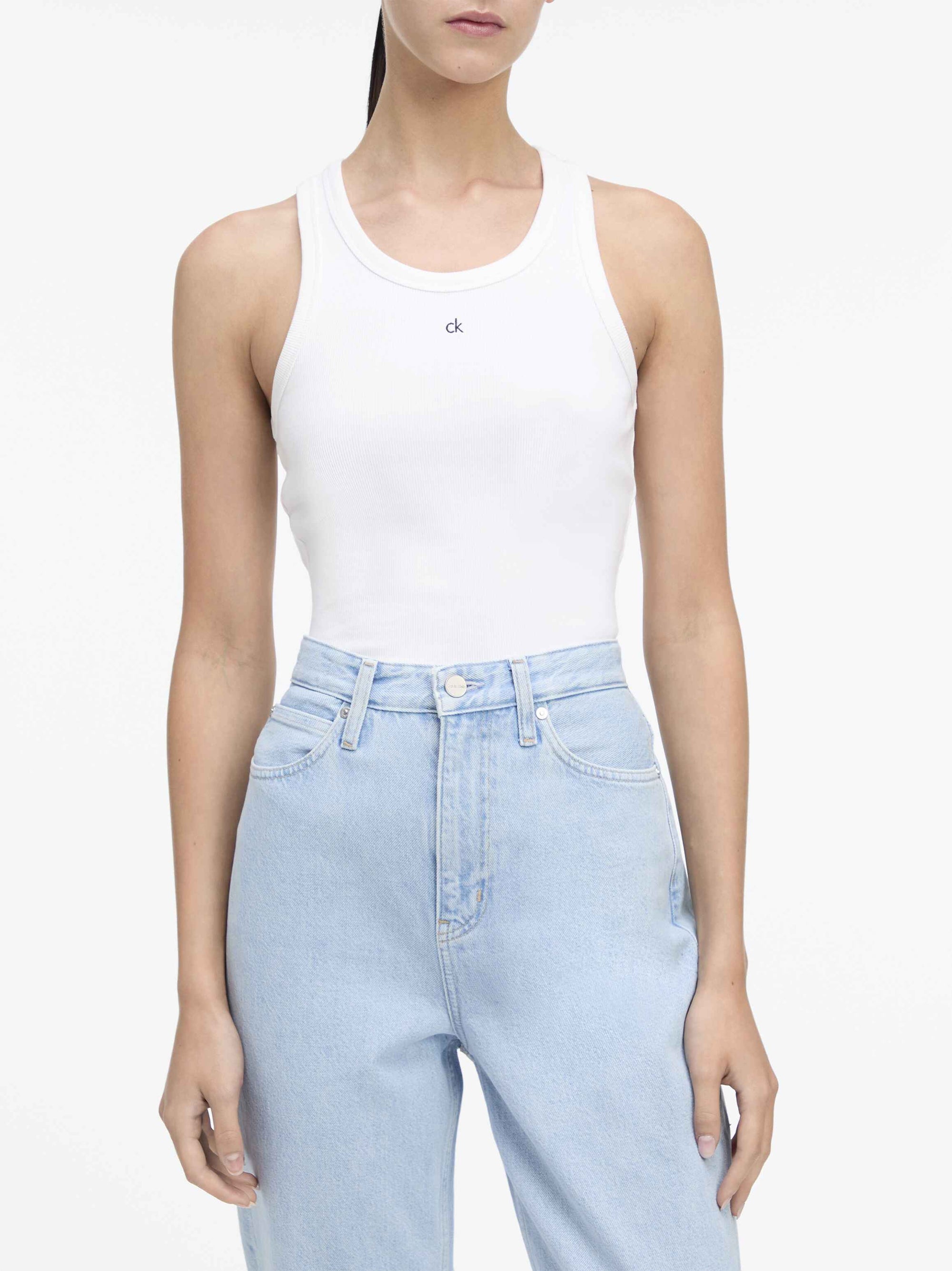CK Graphic Rib Tank, White