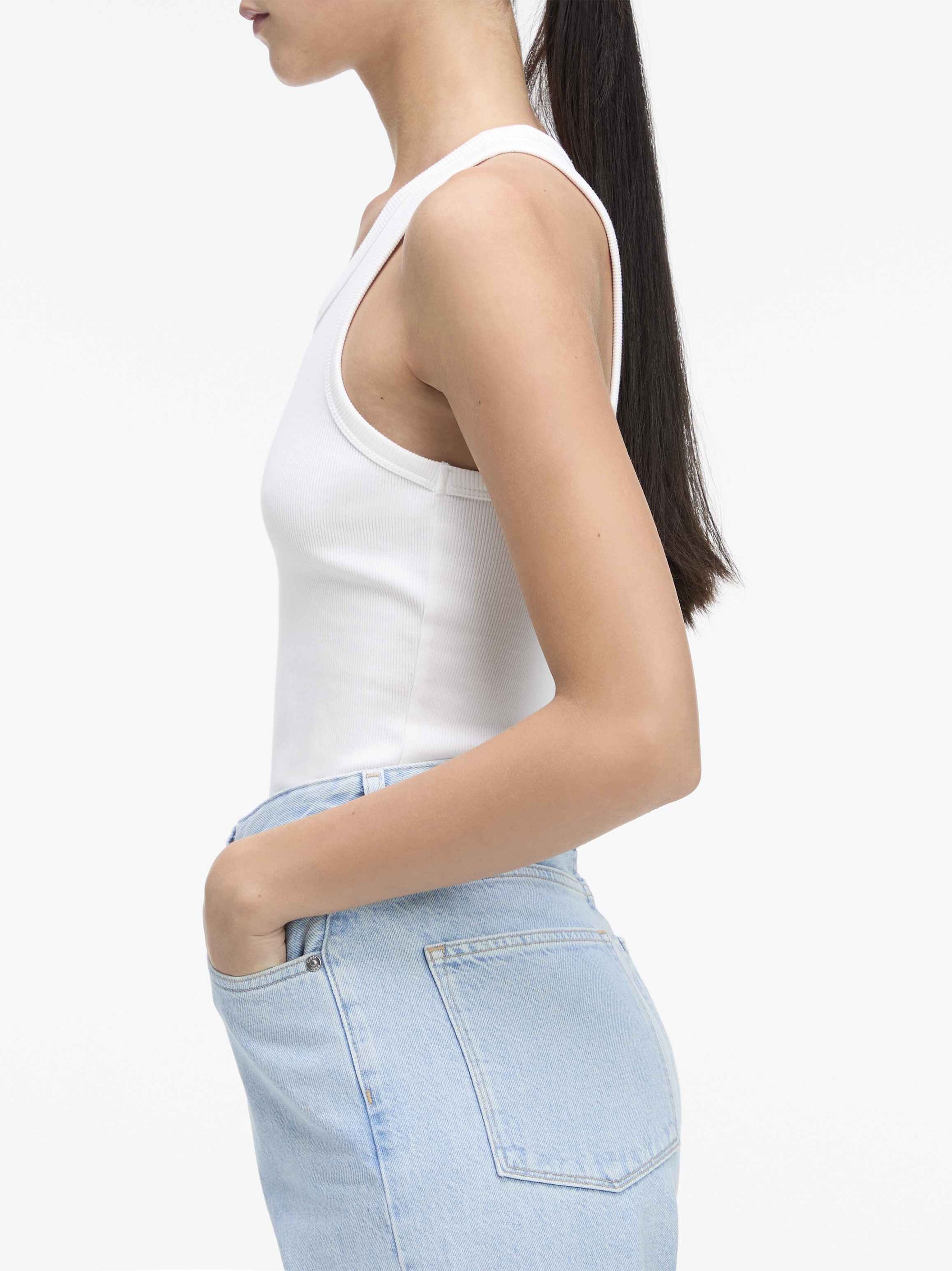 CK Graphic Rib Tank, White