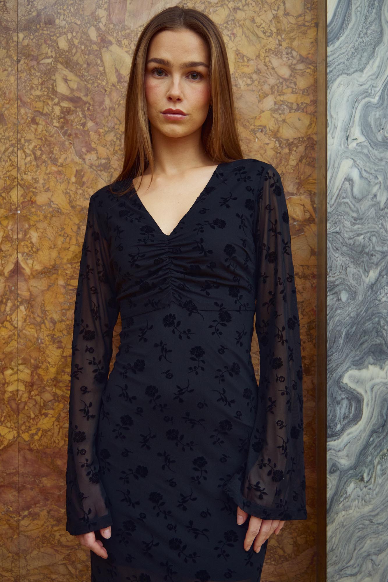 Kameyella Dress, Black Print