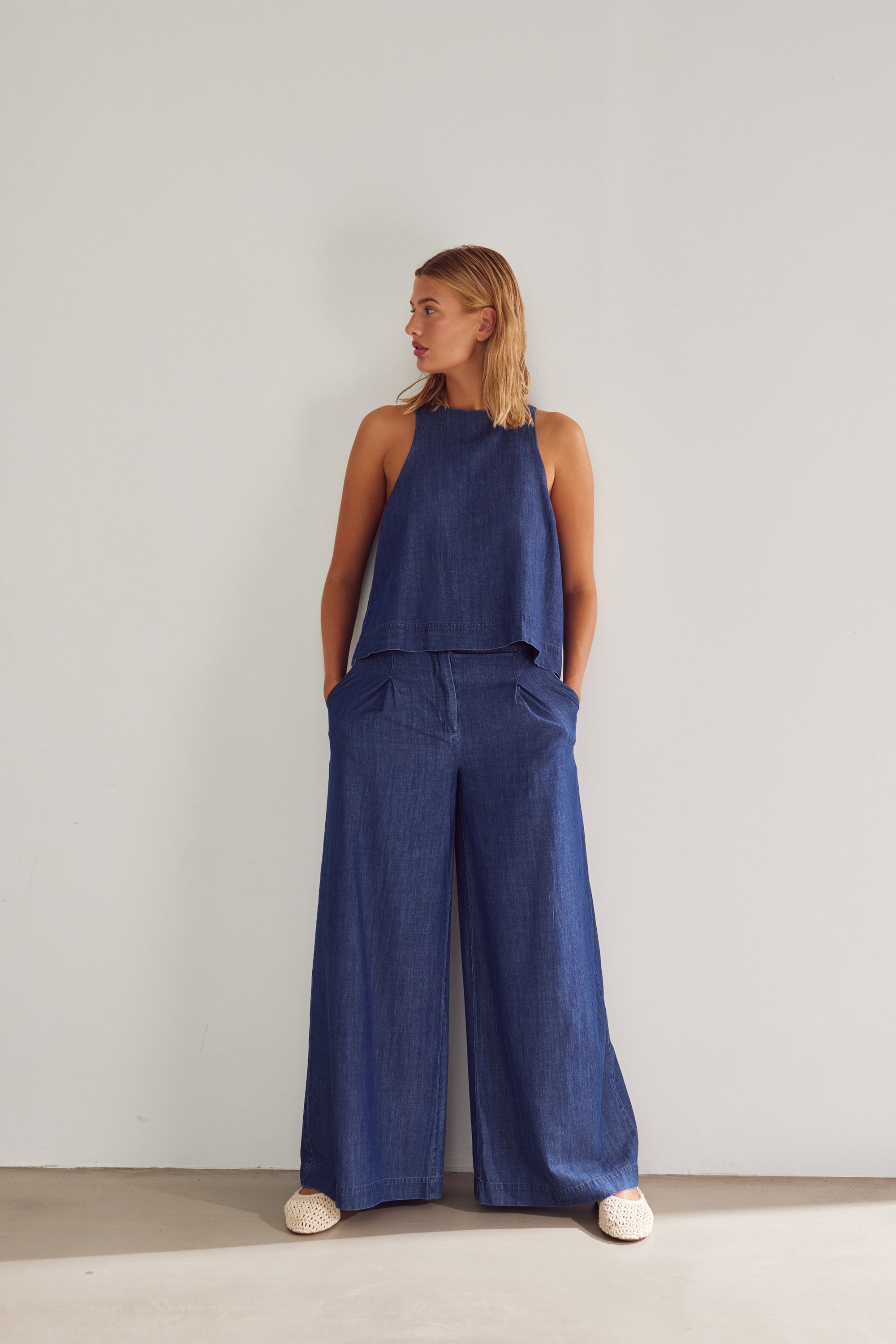 Kazia Pants, Denim Blue