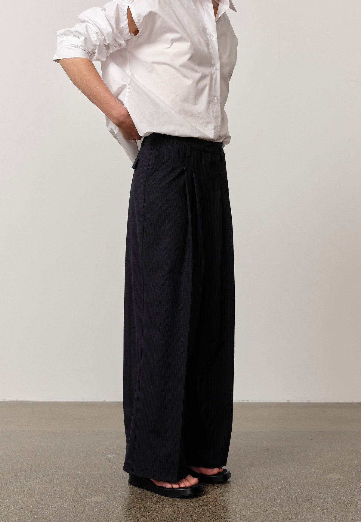 Lotus Pants, Navy Pinstripe