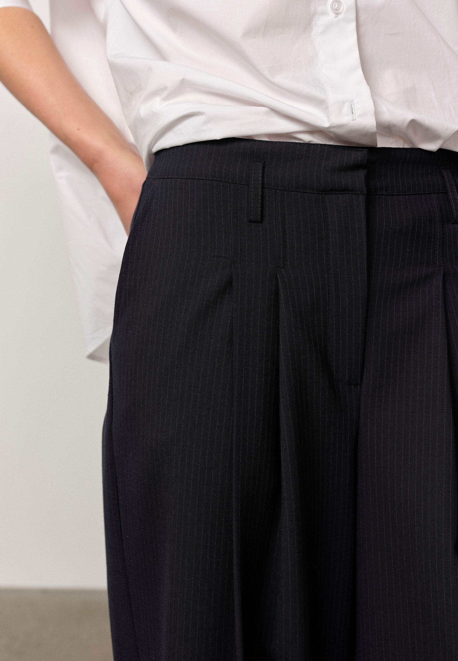 Lotus Pants, Navy Pinstripe