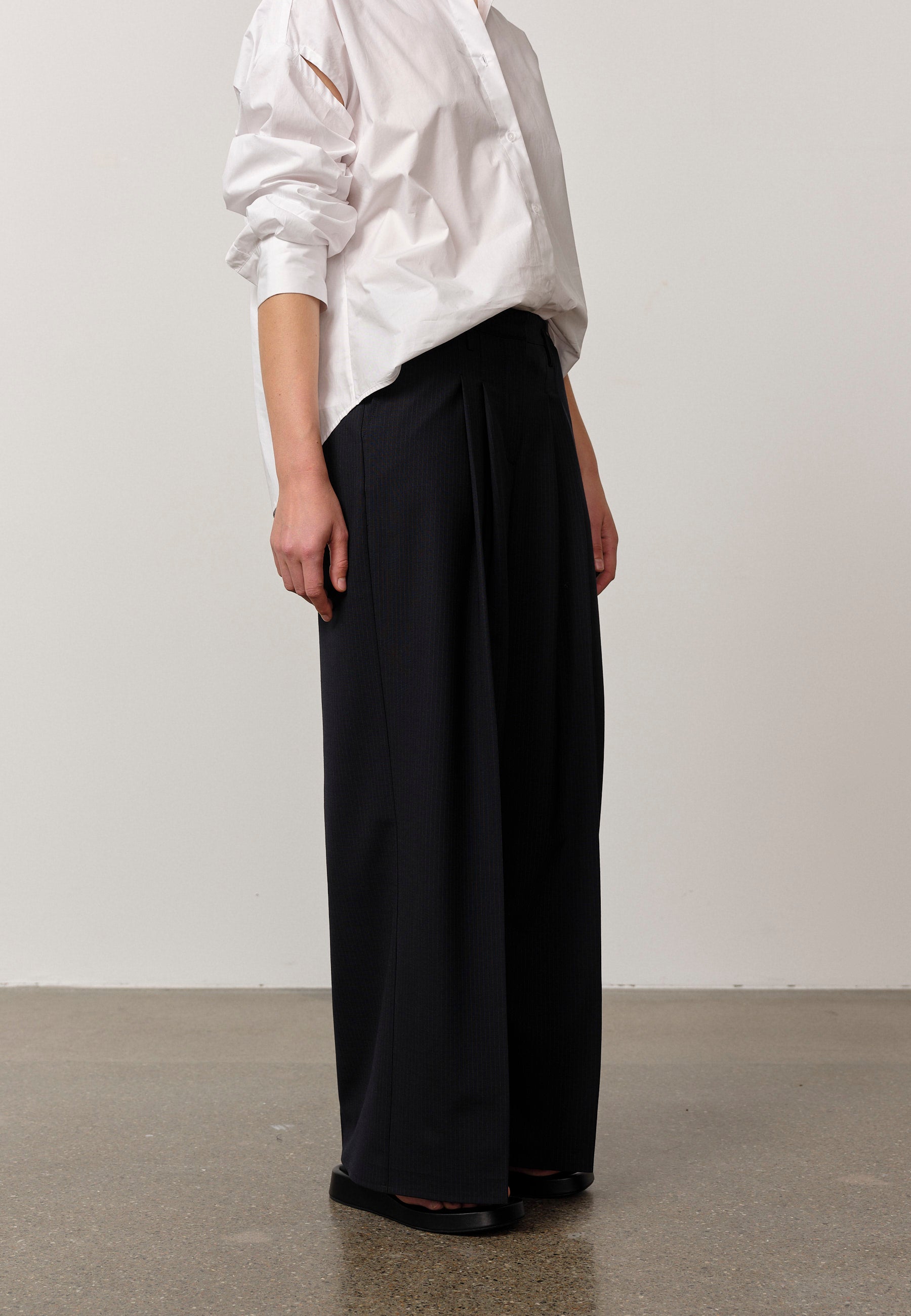 Lotus Pants, Navy Pinstripe