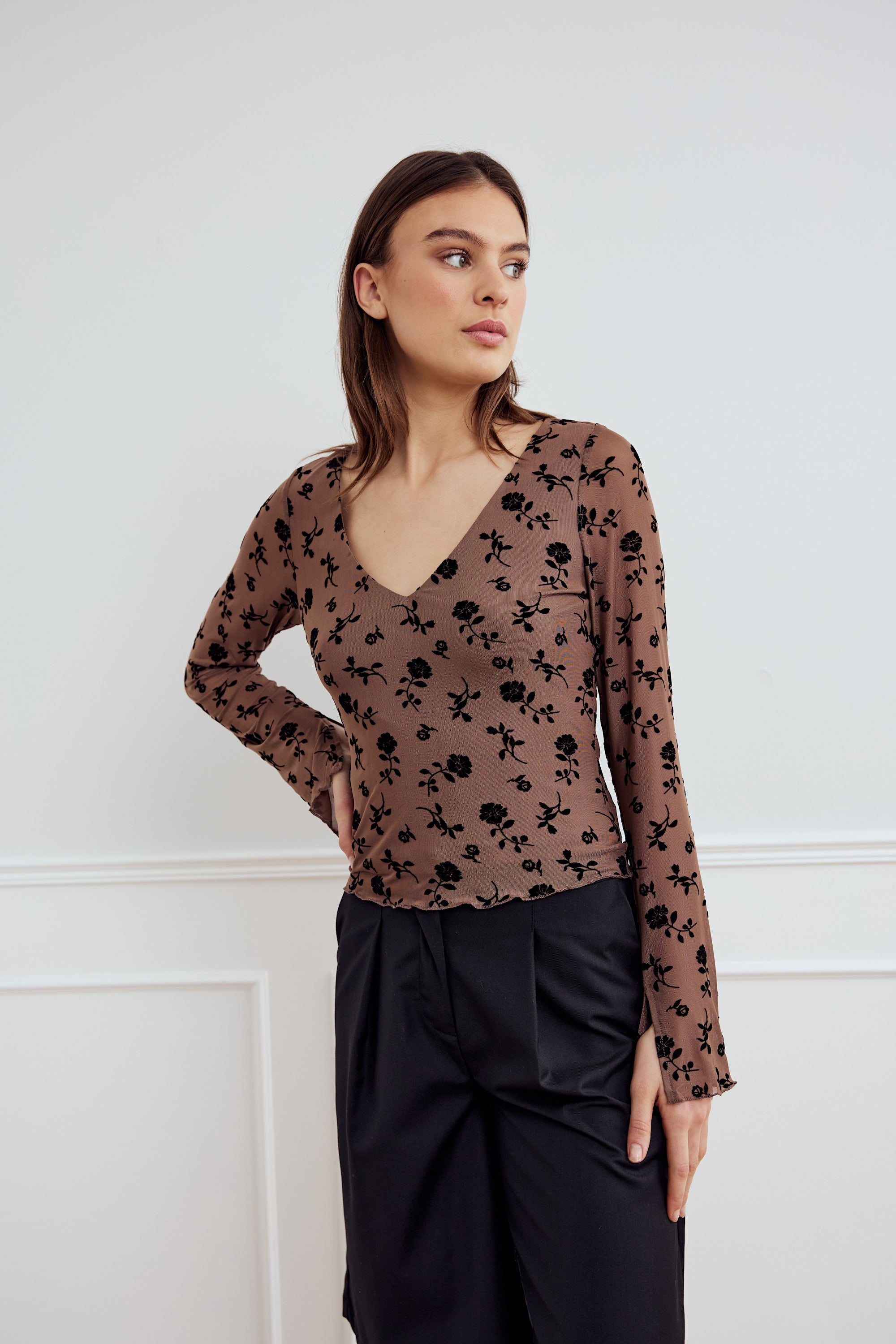 Lucille top, Morel Print
