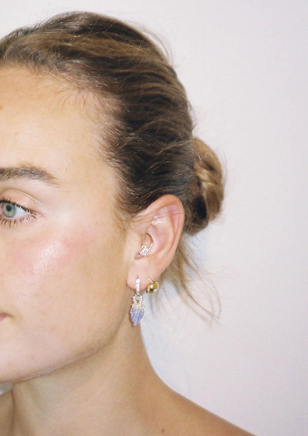 Pale Grape Earrings - Gold
