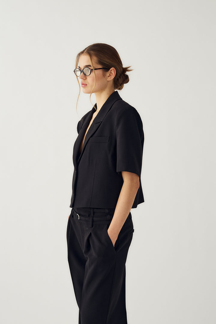 Leanne Cropped Blazer, Black