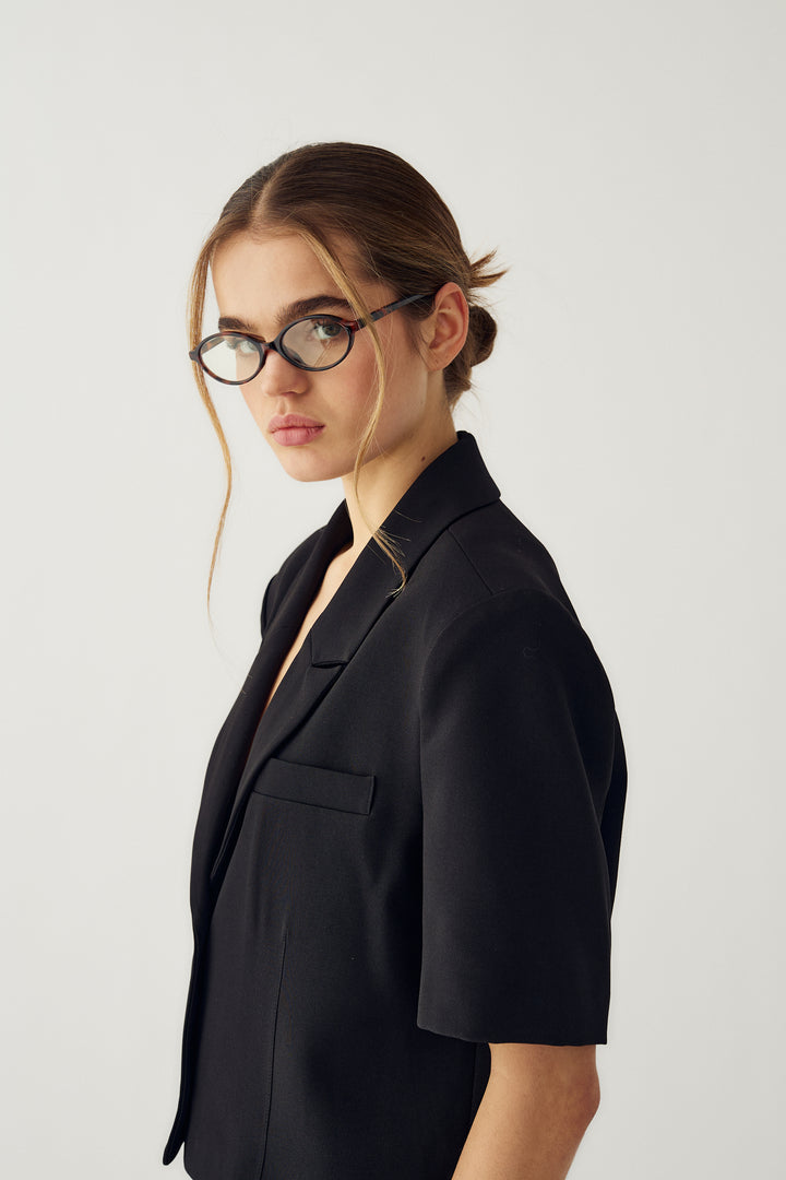 Leanne Cropped Blazer, Black