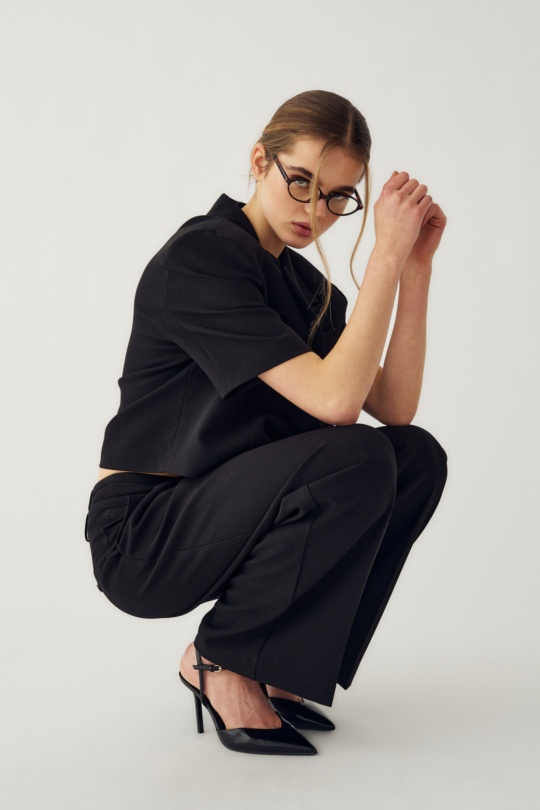 Leanne Cropped Blazer, Black