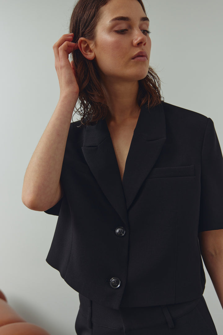 Leanne Cropped Blazer, Black