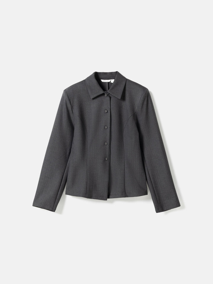 Maelle Shirt - Grey Herringbone