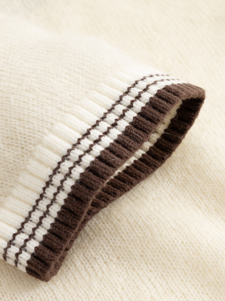 Marty Knit Top - Ivory/Brown