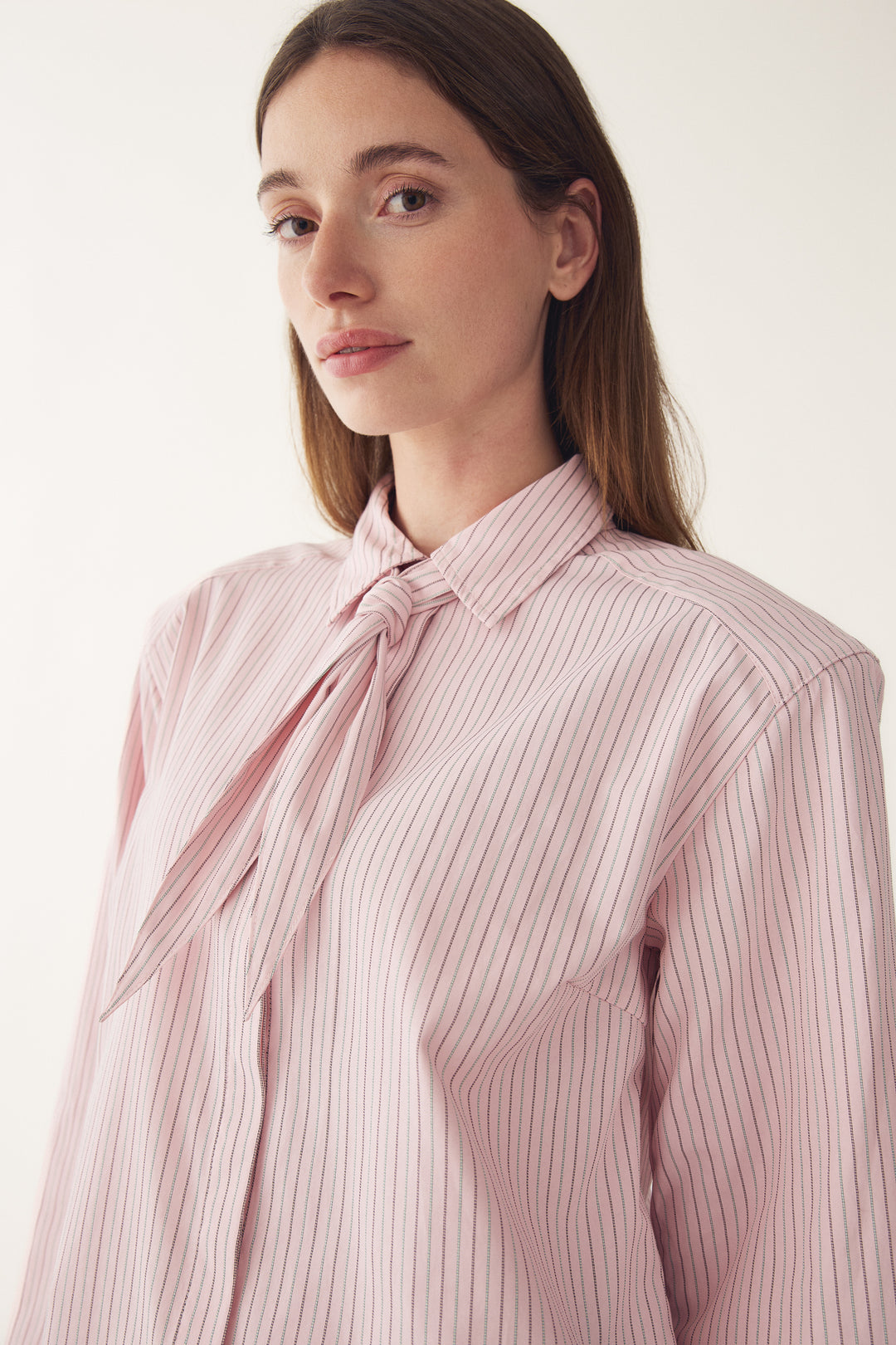 Mira Shirt, Light Pink Stripe
