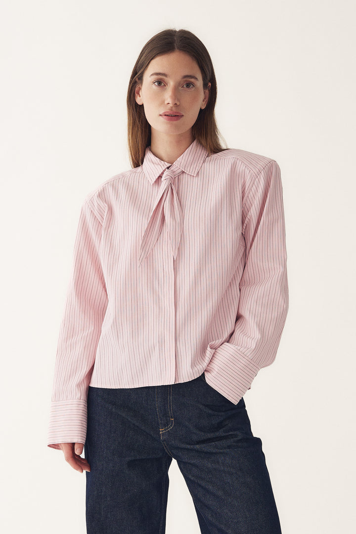 Mira Shirt, Light Pink Stripe