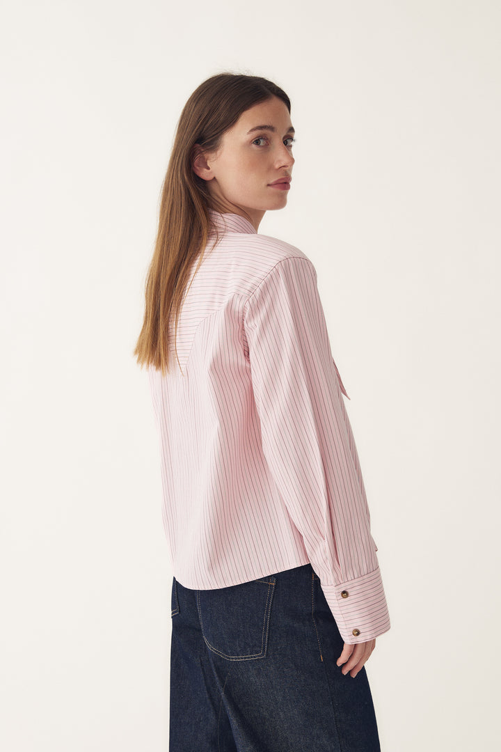 Mira Shirt, Light Pink Stripe