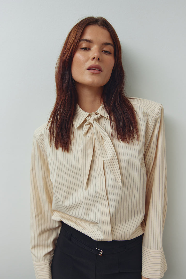 Mira Shirt, Cream Stripe