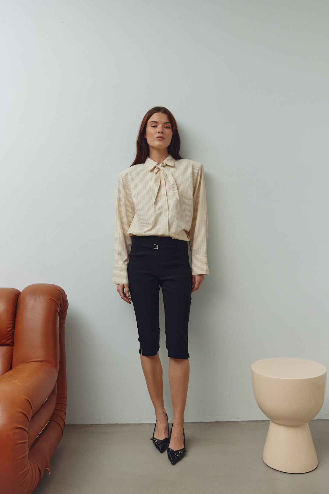Mira Shirt, Cream Stripe