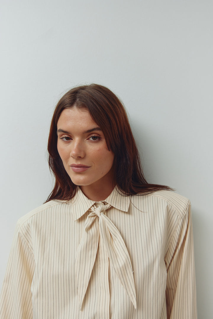 Mira Shirt, Cream Stripe