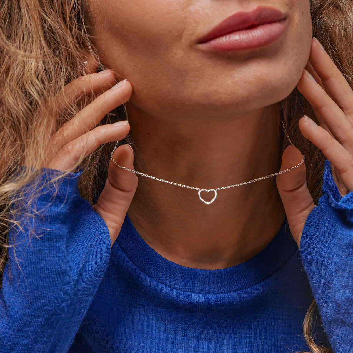 Necklace, Organic Heart Silver