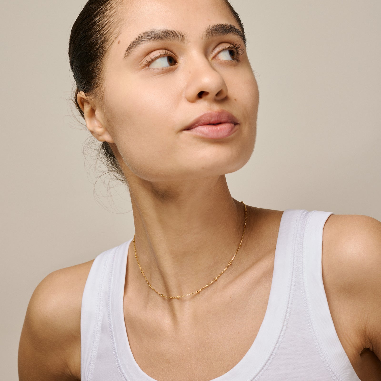 Necklace, Beaded Chain, Gold