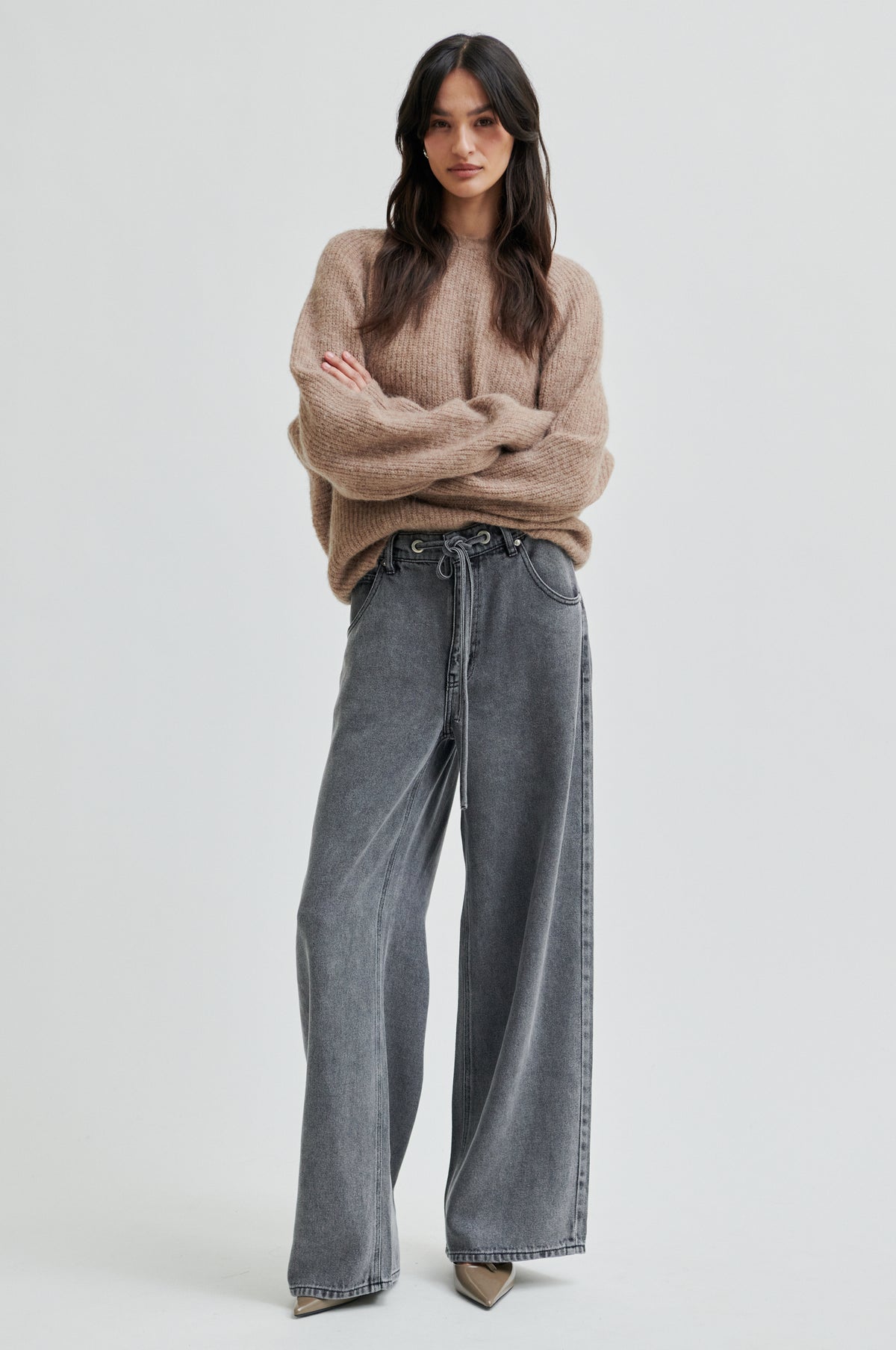 Flare Knit, Dark Beige Melange