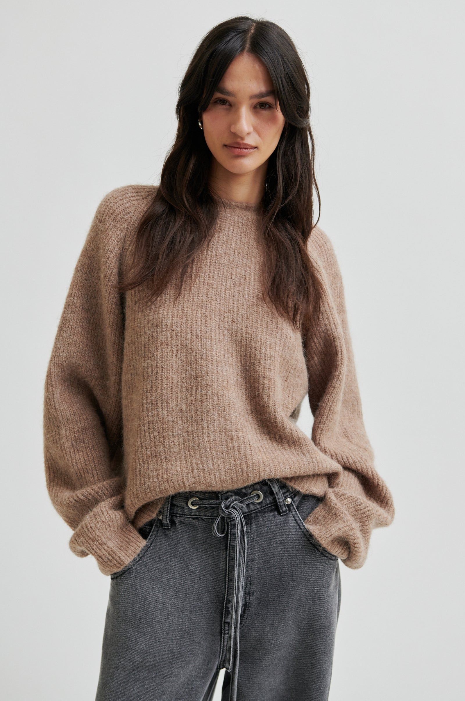 Flare Knit, Dark Beige Melange