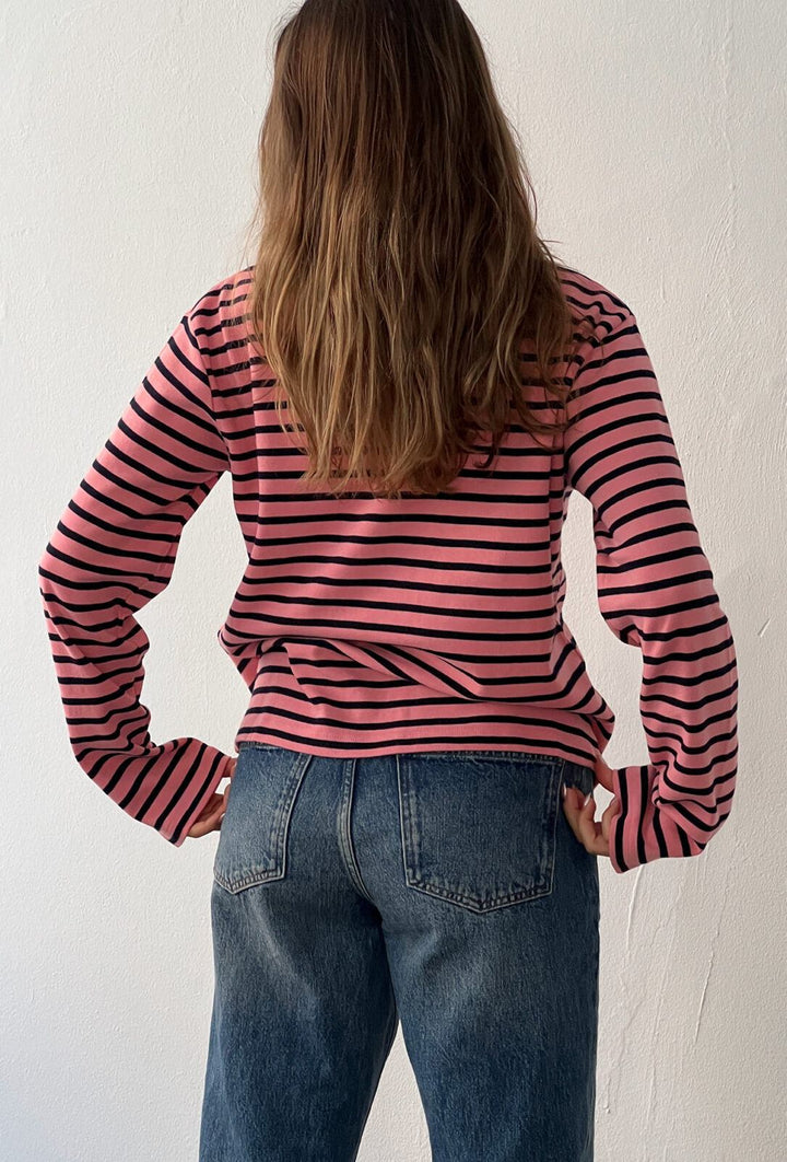 Nete Boii O-Neck Tee, Stripe Pink/Black