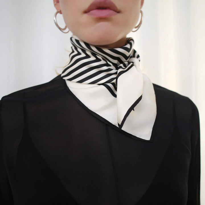 No. 1  Silk Scarf Cream &amp; Black