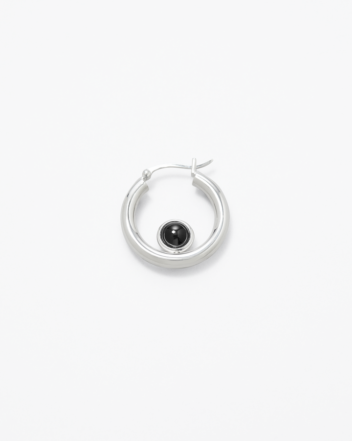 Onyx hoops, Silver