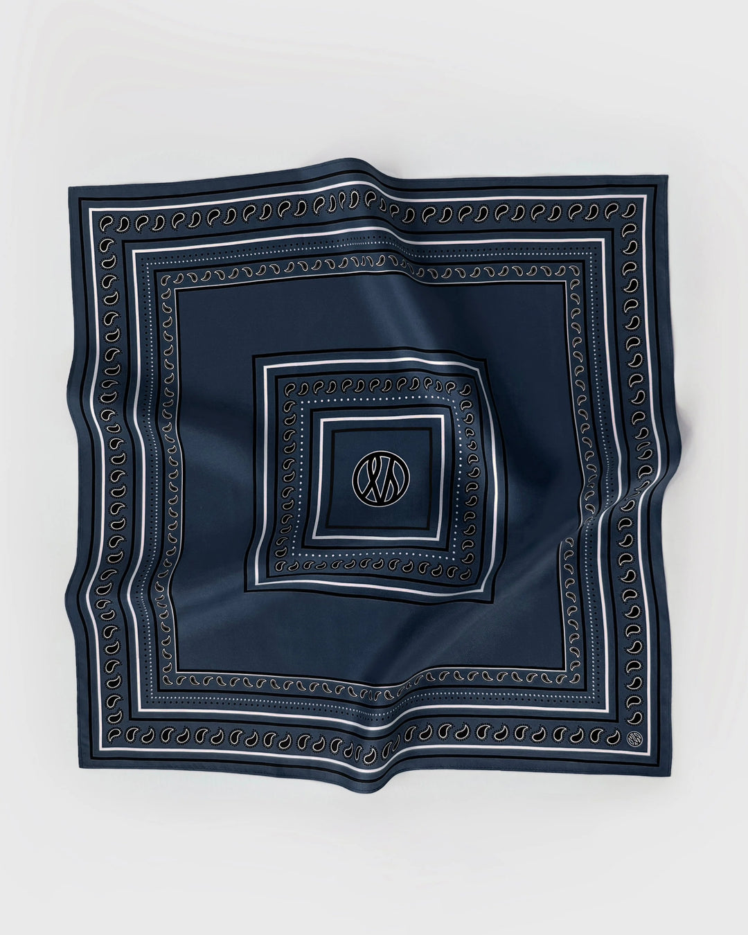 Paisley Silk Scarf, Navy