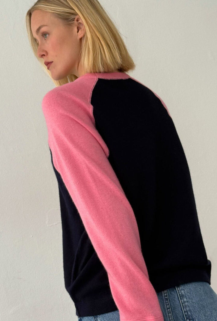Polly Contrast Knit - Navy/Pink