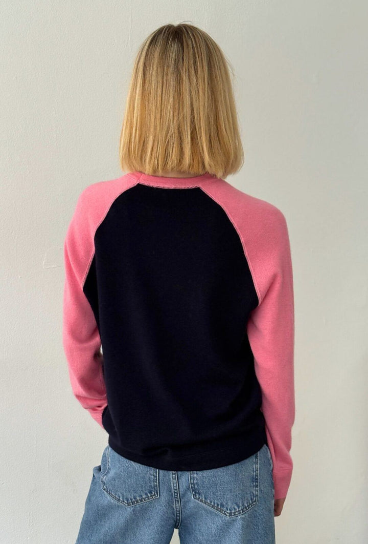 Polly Contrast Knit - Navy/Pink