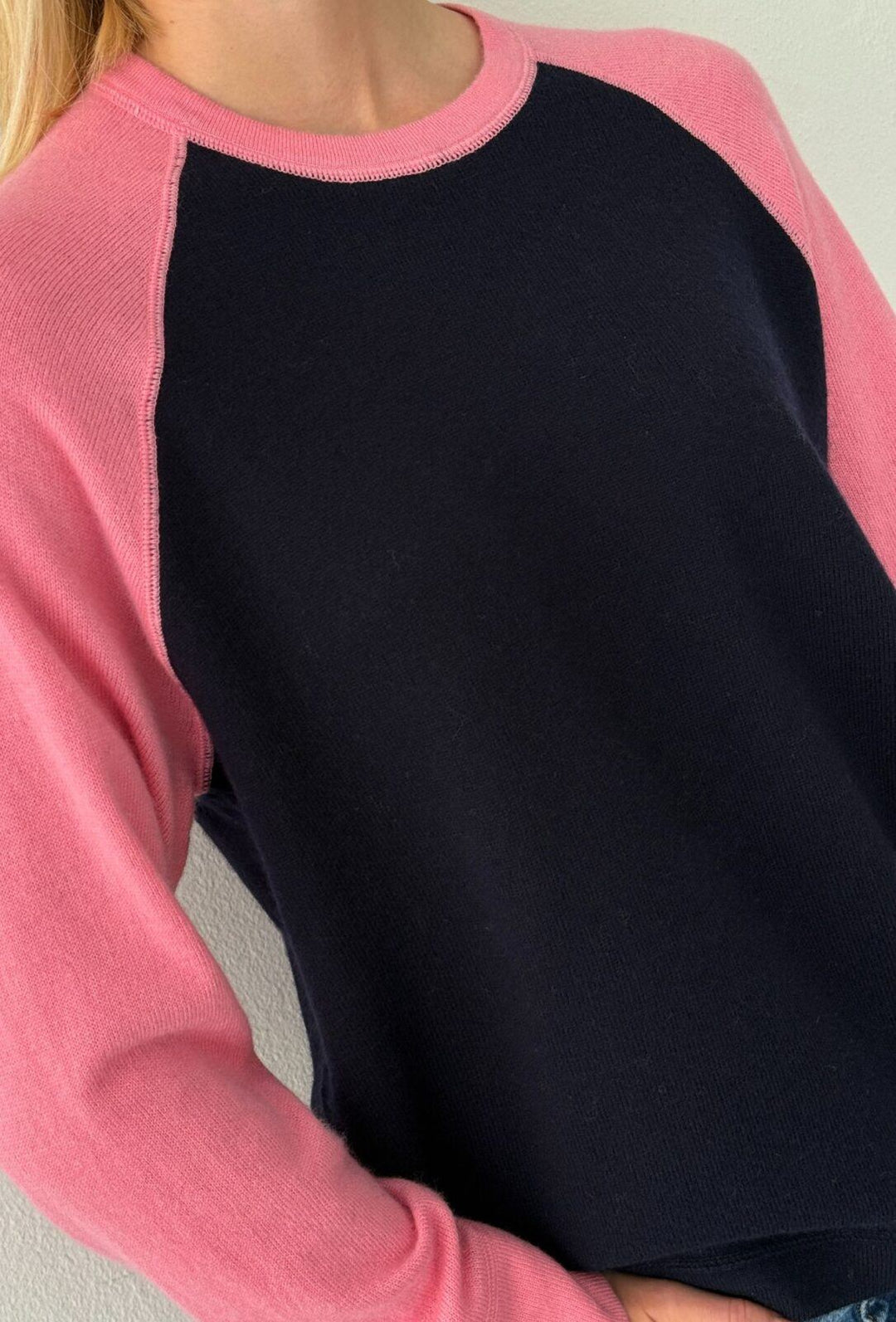 Polly Contrast Knit - Navy/Pink