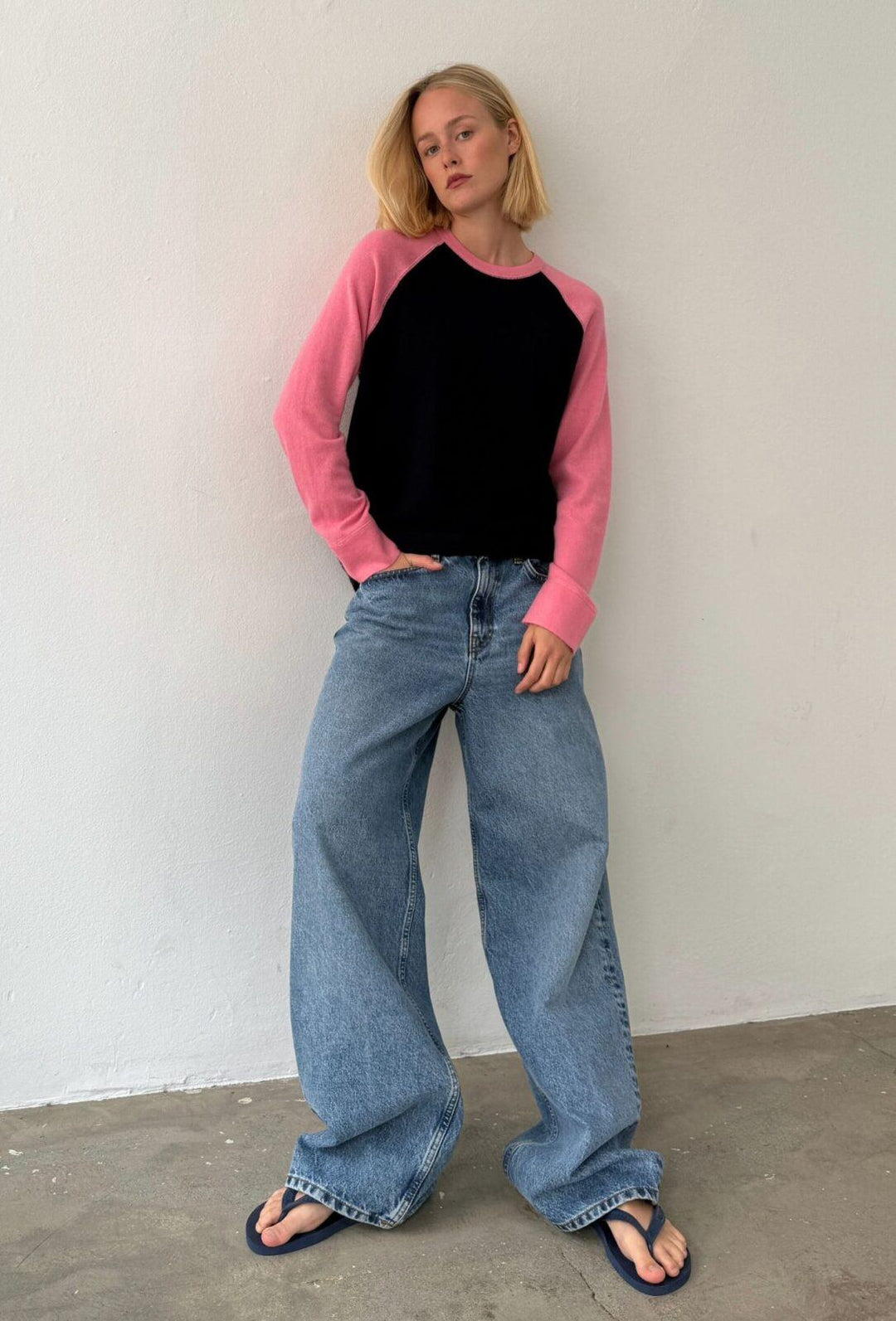 Polly Contrast Knit - Navy/Pink