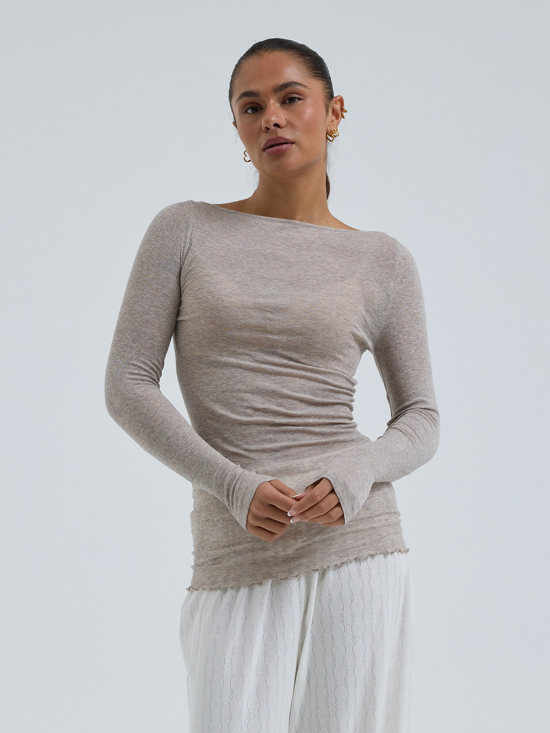Cotton Boat Neck, Desert Melange