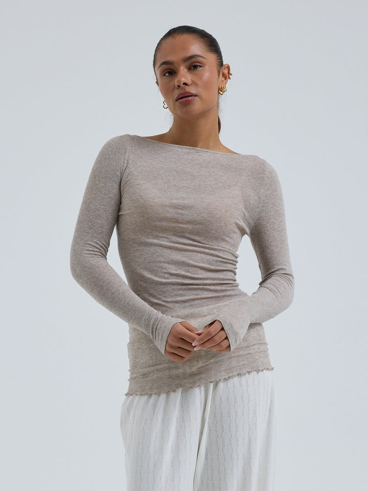 Cotton Boat Neck, Desert Melange