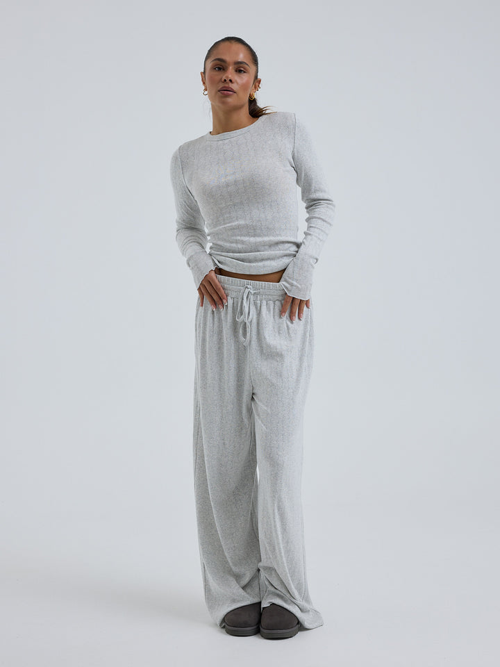 Jacquard Pants, Light Grey Melange