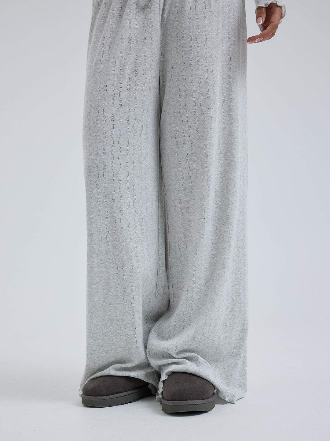 Jacquard Pants, Light Grey Melange